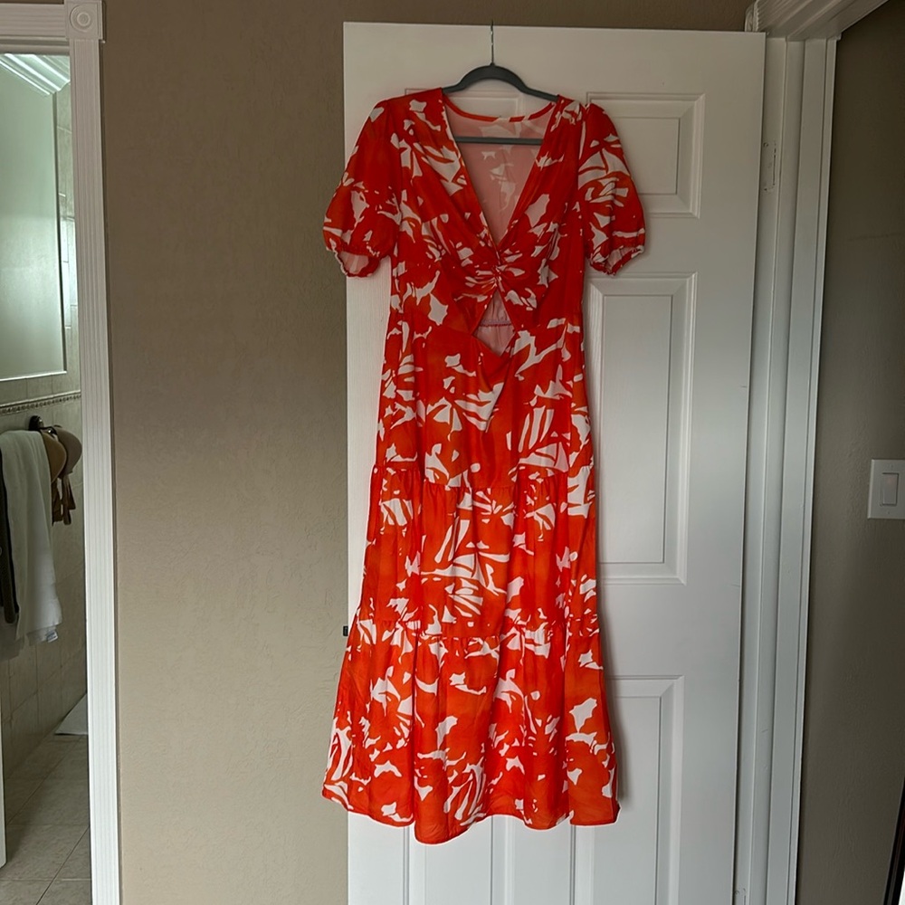 Brand New, Never Worn Orange Spring Floral Dress